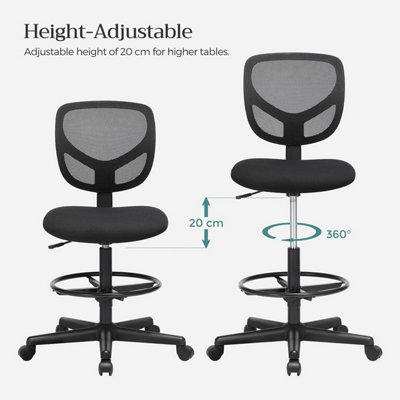 Drafting Stool Chair, High Office Chair, Ergonomic Painting Chair with Adjustable Height Footrest, Standing Desk Chair