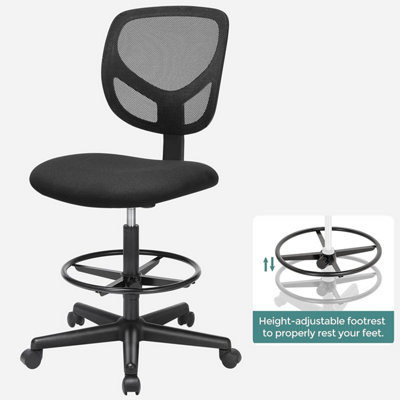 Drafting Stool Chair, High Office Chair, Ergonomic Painting Chair with Adjustable Height Footrest, Standing Desk Chair