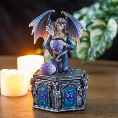 Dragon Friendship Spring Box by Anne Stokes - Fantasy Resin Treasure Box