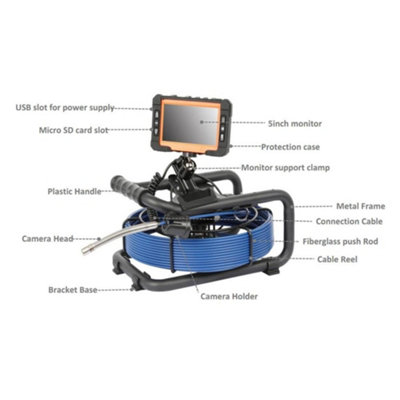 DrainTek Mini - Compact Pipe Inspection Camera with 12.8mm Head and 30m ...