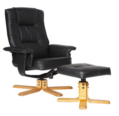 Drake recliner + footstool in black