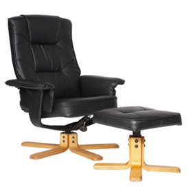 Drake recliner + footstool in black