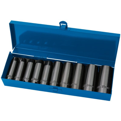 Draper 1/2" Sq. Dr. Draper HI-Torq Metric Deep Impact Socket Set 10 Piece 38369