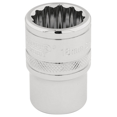 Draper 1/2" Square Drive Hi-Torq 12 Point Socket 18mm 33202