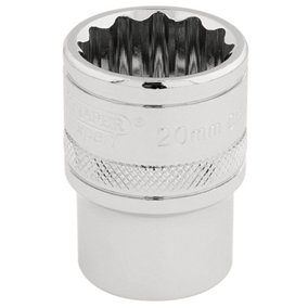Draper 1/2" Square Drive Hi-Torq 12 Point Socket (20mm) (33289)