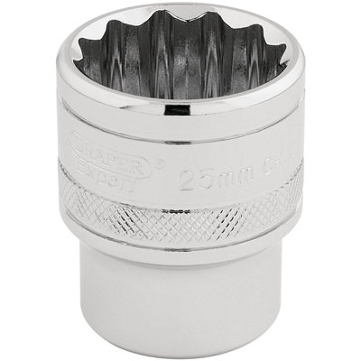 Draper 1/2" Square Drive Hi-Torq 12 Point Socket 25mm 33418