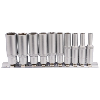 Draper Metric Socket Set On A Metal Rail, 1/4
