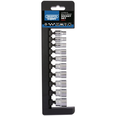 Draper 1/4" Sq. Dr. Metric Multi-Drive Socket Set 10 Piece 50022