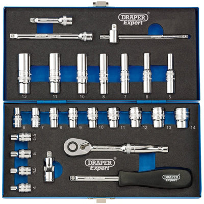 Draper 1/4" Sq. Dr. Metric Socket Set 26 Piece 16476