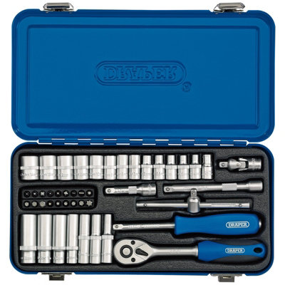 Draper 1/4" Sq. Dr. Metric Socket Set in Metal Case 45 piece 16365