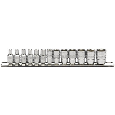 Draper 1/4" Sq. Dr. Metric Socket Set on Metal Rail 13 Piece 16487