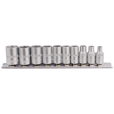 Draper 1/4" Sq. Dr. Metric Sockets on Metal Rail 10 piece 16398