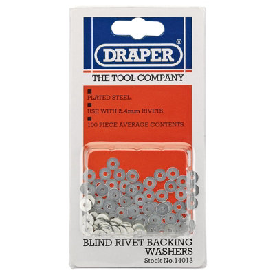 Draper 100 x 2.4mm Rivet Backing Washers 14013