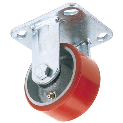 Draper 100mm Dia. Fixed Plate Fixing Heavy Duty Polyurethane Wheel - S.W.L. 250Kg 65525