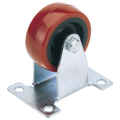 Draper 100mm Dia. Fixed Plate Fixing Polyurethane Wheel - S.W.L. 125Kg 65522