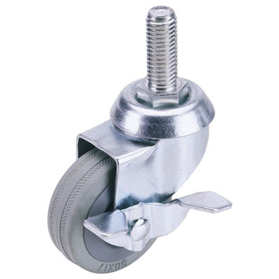 Draper 100mm Dia. Swivel Bolt Fixing Rubber Castor with Brake - S.W.L 80Kg 65481
