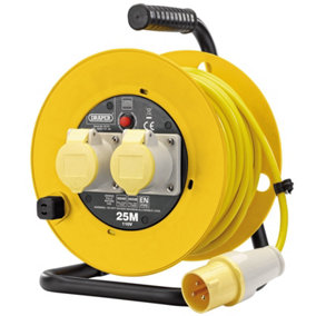 Draper 110V Twin Extension Cable Reel, 25m 02124