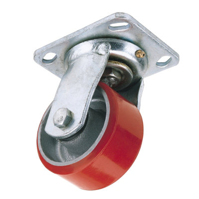 Draper 125mm Dia. Swivel Plate Fixing Heavy Duty Polyurethane Wheel - S.W.L. 300Kg 65526