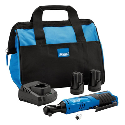 Draper 12V Ratchet Kit, 2 x 1.5Ah Batteries, 1 x Fast Charger, 1 x Tool bag 23649