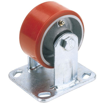 Draper 200mm Dia. Fixed Plate Fixing Heavy Duty Polyurethane Wheel - S.W.L. 500Kg 65534