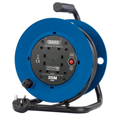 Draper 230V Four Socket Industrial Cable Reel, 25m 02121