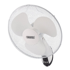 Draper  230V Oscillating Wall Mounted Fan with Remote Control, 16"/400mm, 3 Speed 70975