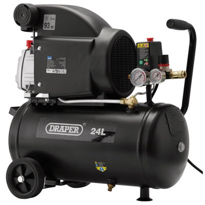 Draper 24L Air Compressor 1.5kW 2HP 8Bar 116PSI Direct Drive Portable ...