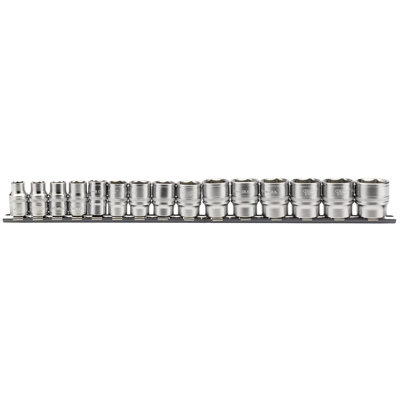 Draper 3/8" Sq. Dr. Metric Socket Set on Metal Rail 15 Piece 16492