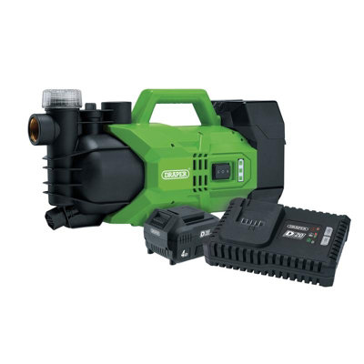 Draper 30872 D20 20V Water Pump, 2800L/h, 180W, 1 x 4.0Ah Battery, 1 x ...