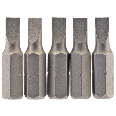 Draper 4.5 mm 1/4" Hex. Plain Slot Insert Bit 25mm Long x 5 64008