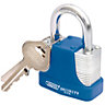 Draper 44mm Laminated Steel Padlock and 2 Keys with Hardened Steel Shackle and Bumper 64181