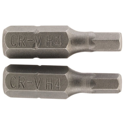 Draper 4mm 1/4" Hex. Hexagonal Insert Bit 25mm Long x 2 63982