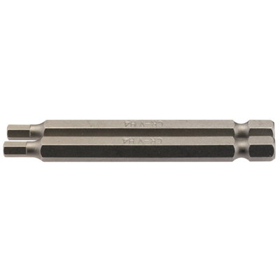 Draper 4mm 1/4" Hex. Hexagonal Insert Bit 75mm Long x 2 64321