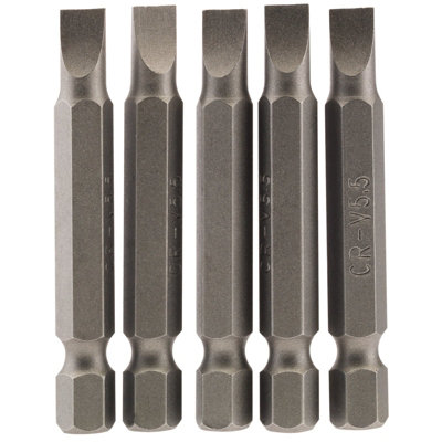 Draper 5.5mm 1/4" Hex. Plain Slot Insert Bit 50mm Long x 5 64272
