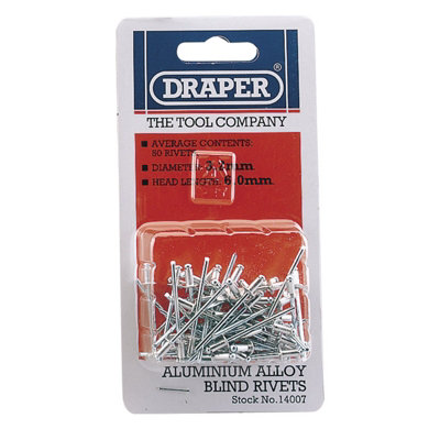 Draper 50 x 3.2mm x 5.2mm Blind Rivets 14007