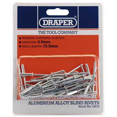 Draper 50 x 4mm x 15.8mm Blind Rivets 14010