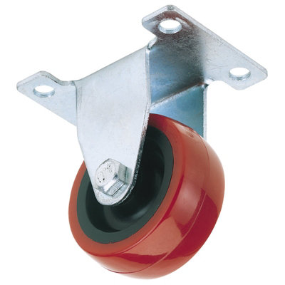 Draper 50mm Dia. Fixed Plate Fixing Polyurethane Wheel - S.W.L. 75Kg 65512