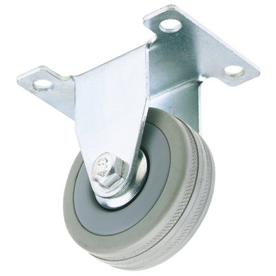 Draper 50mm Dia. Fixed Plate Fixing Rubber Castor - S.W.L 50Kg 65472