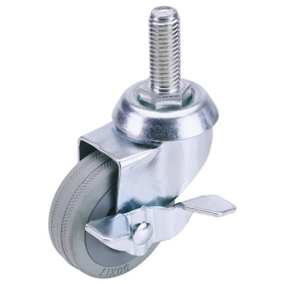 Draper 50mm Dia. Swivel Bolt Fixing Rubber Castor with Brake - S.W.L 50Kg 65471