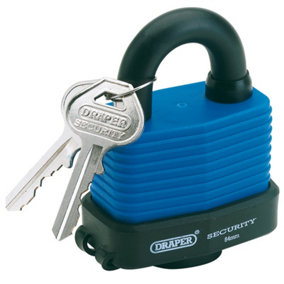 Draper 54mm Laminated Steel Padlock and 2 Keys with Hardened Steel Shackle and Bumper 64178