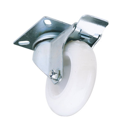 Draper 75mm Dia. Swivel Plate Fixing Nylon Wheel with Brake - S.W.L. 70Kg 65499