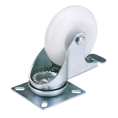 Draper 75mm Dia. Swivel Plate Fixing Nylon Wheel with Brake - S.W.L. 70Kg 65499