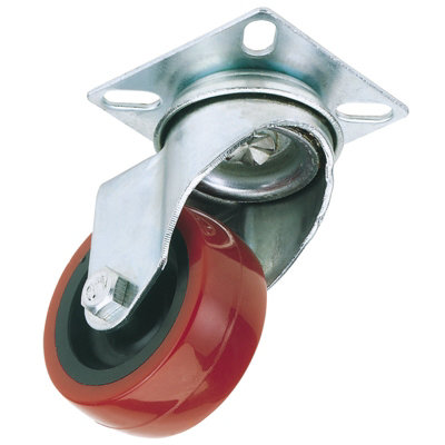 Draper 75mm Dia. Swivel Plate Fixing Polyurethane Wheel - S.W.L. 70Kg 65513