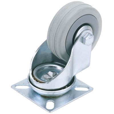 Draper 75mm Dia. Swivel Plate Fixing Rubber Castor - S.W.L 70Kg 65473