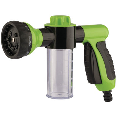 Garden Hose Attachment Sprayer Nozzle Kit with Reservoir 8 Function For Soap  Or Fertiliser 