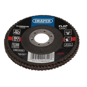 Draper  Aluminium Oxide Flap Disc, 115 x 22.23mm, 40 Grit 82356