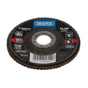 Draper  Aluminium Oxide Flap Disc, 115 x 22.23mm, 80 Grit 82870