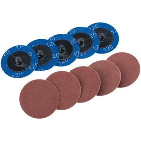 Draper  Aluminium Oxide Sanding Discs, 50mm, 120 Grit (Pack of 10) 75611