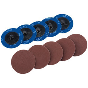 Draper  Aluminium Oxide Sanding Discs, 50mm, 240 Grit (Pack of 10) 75613