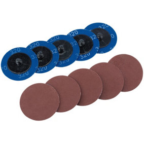 Draper  Aluminium Oxide Sanding Discs, 50mm, 320 Grit (Pack of 10) 75614